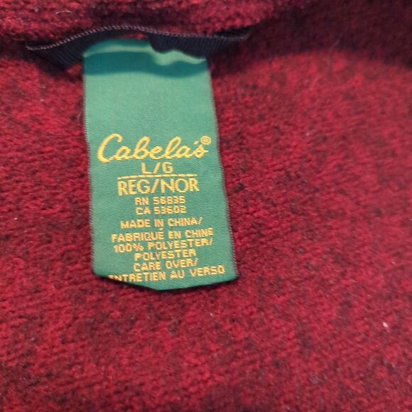Cabelas Full Zip Jacket Coat Mens Large Burgandy Maroon Pockets Hood Outdoor - Picture 5 of 7